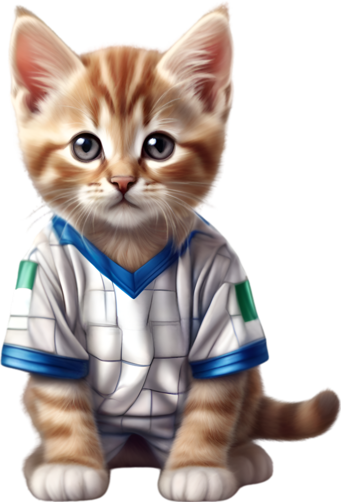 AI generated A cute kitten in soccer uniform png