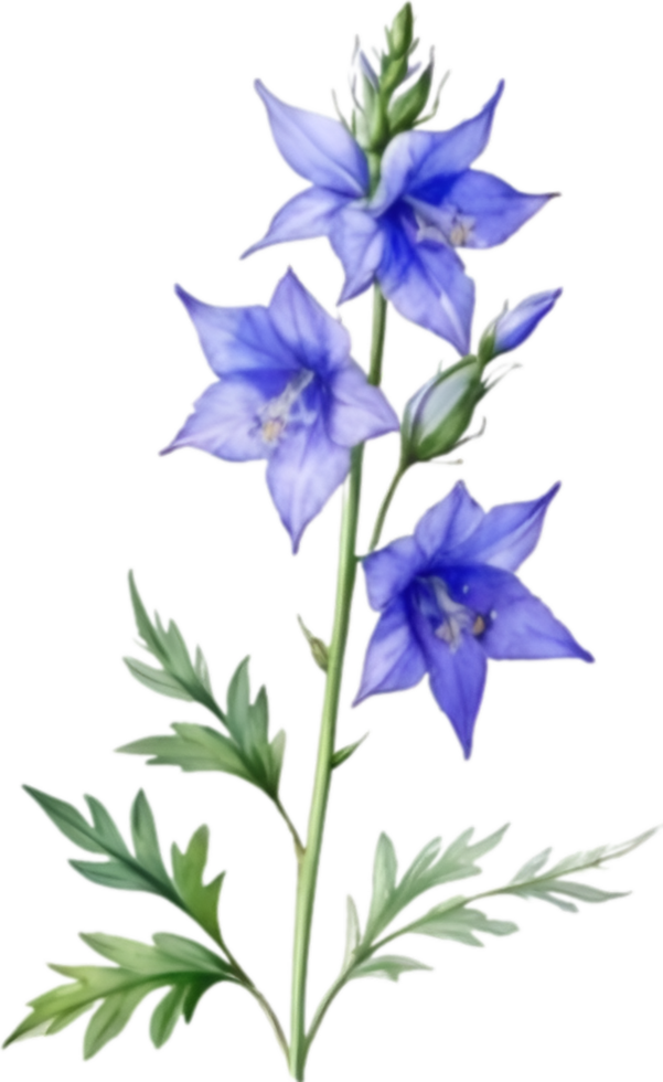 AI generated Watercolor painting of a larkspur flower. png