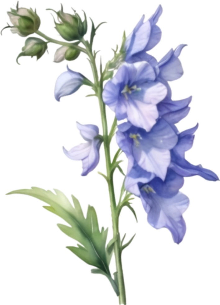 AI generated Watercolor painting of a larkspur flower. png