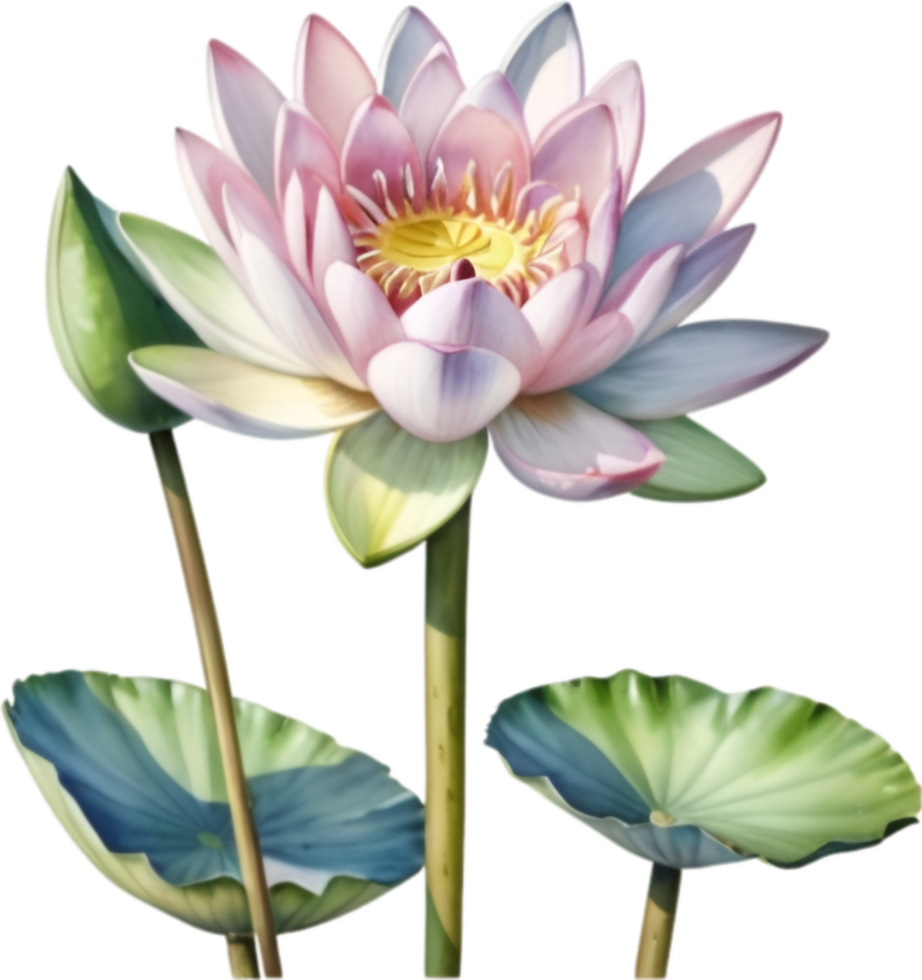 AI generated Watercolor painting of a water lily flower. png