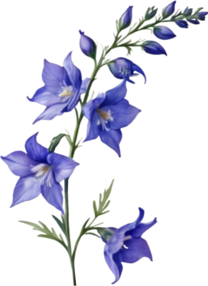 AI generated Watercolor painting of a larkspur flower. png
