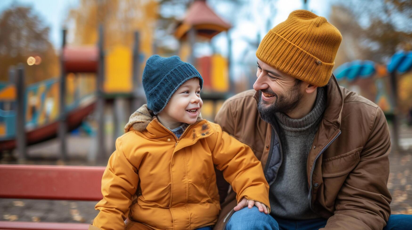 AI generated Dad and his son go to the park attraction photo