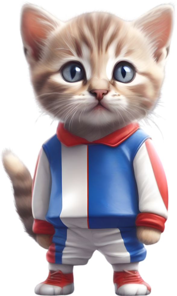 AI generated A cute kitten in soccer uniform png