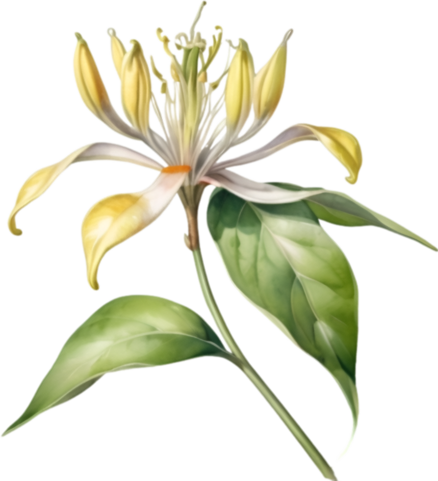 AI generated Watercolor painting of a honeysuckle flower. png