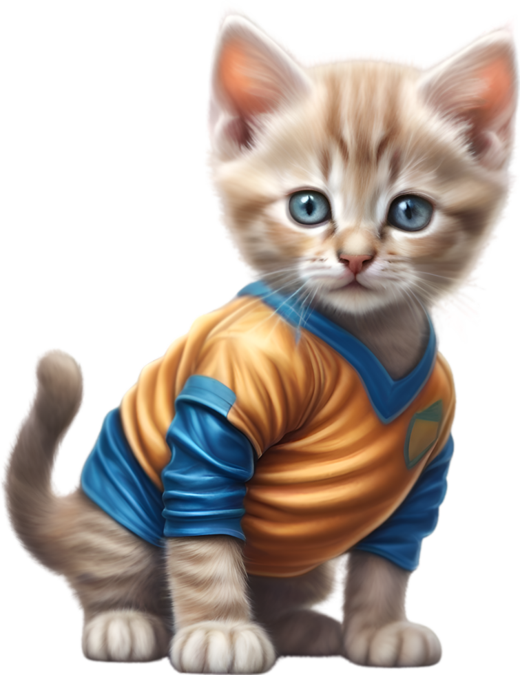 AI generated A cute kitten in soccer uniform png