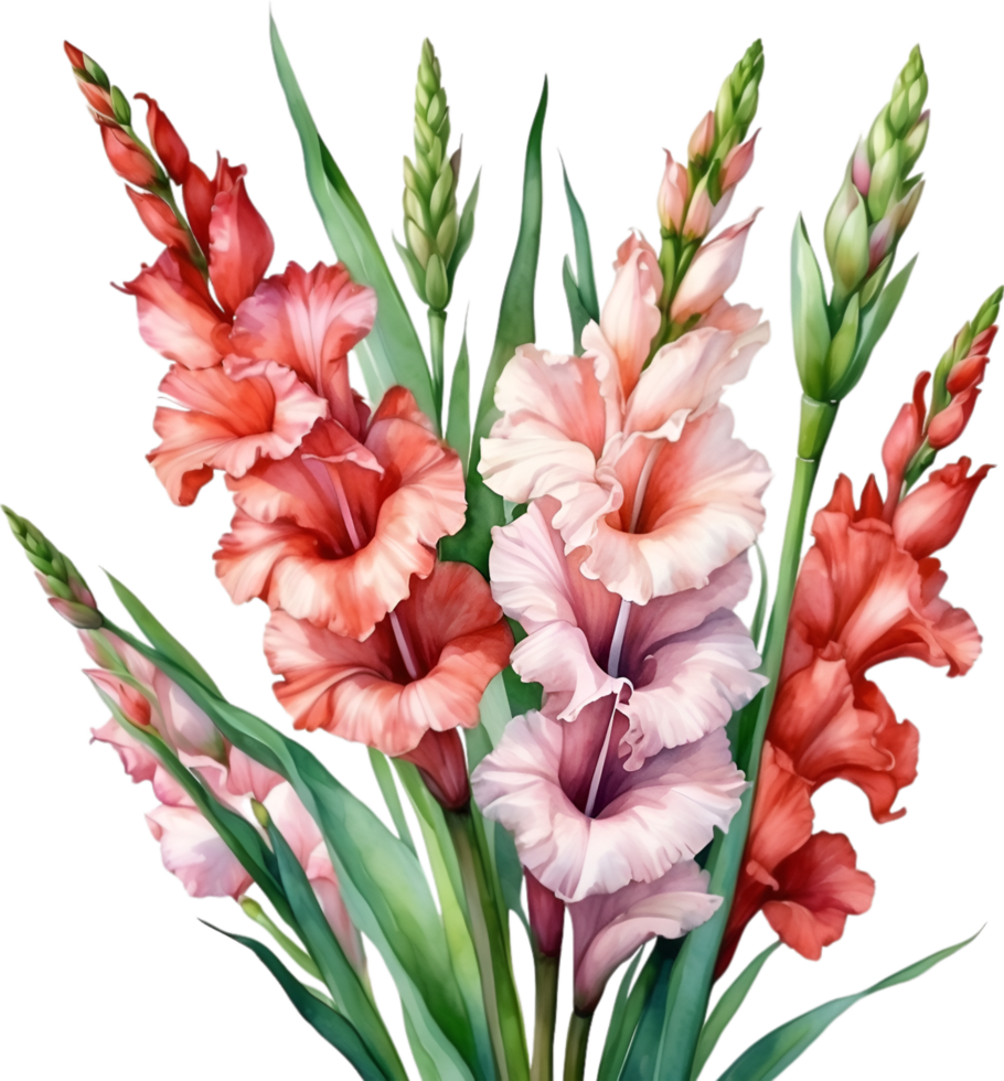 AI generated Watercolor painting of a gladiolus flower. png