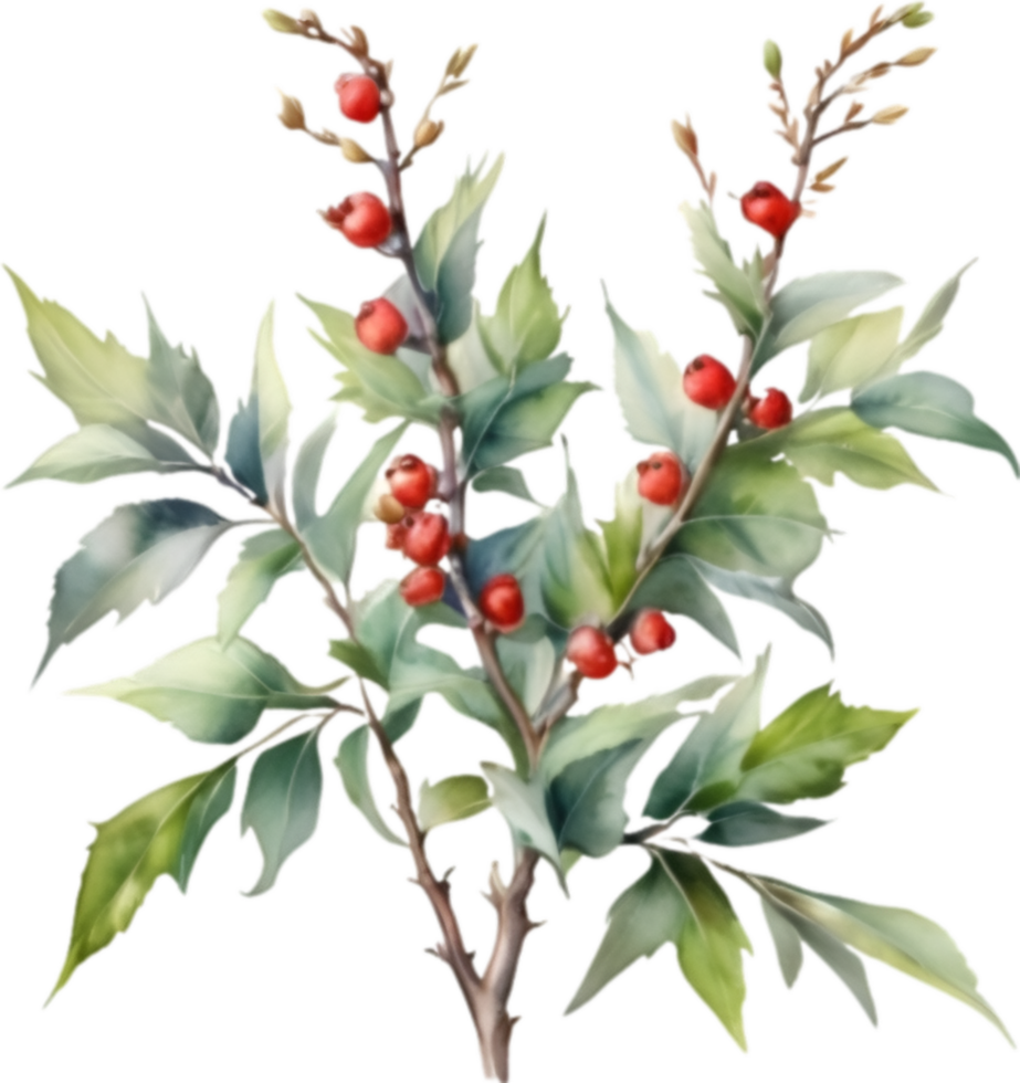 AI generated Watercolor painting of a Hawthorn flower. png