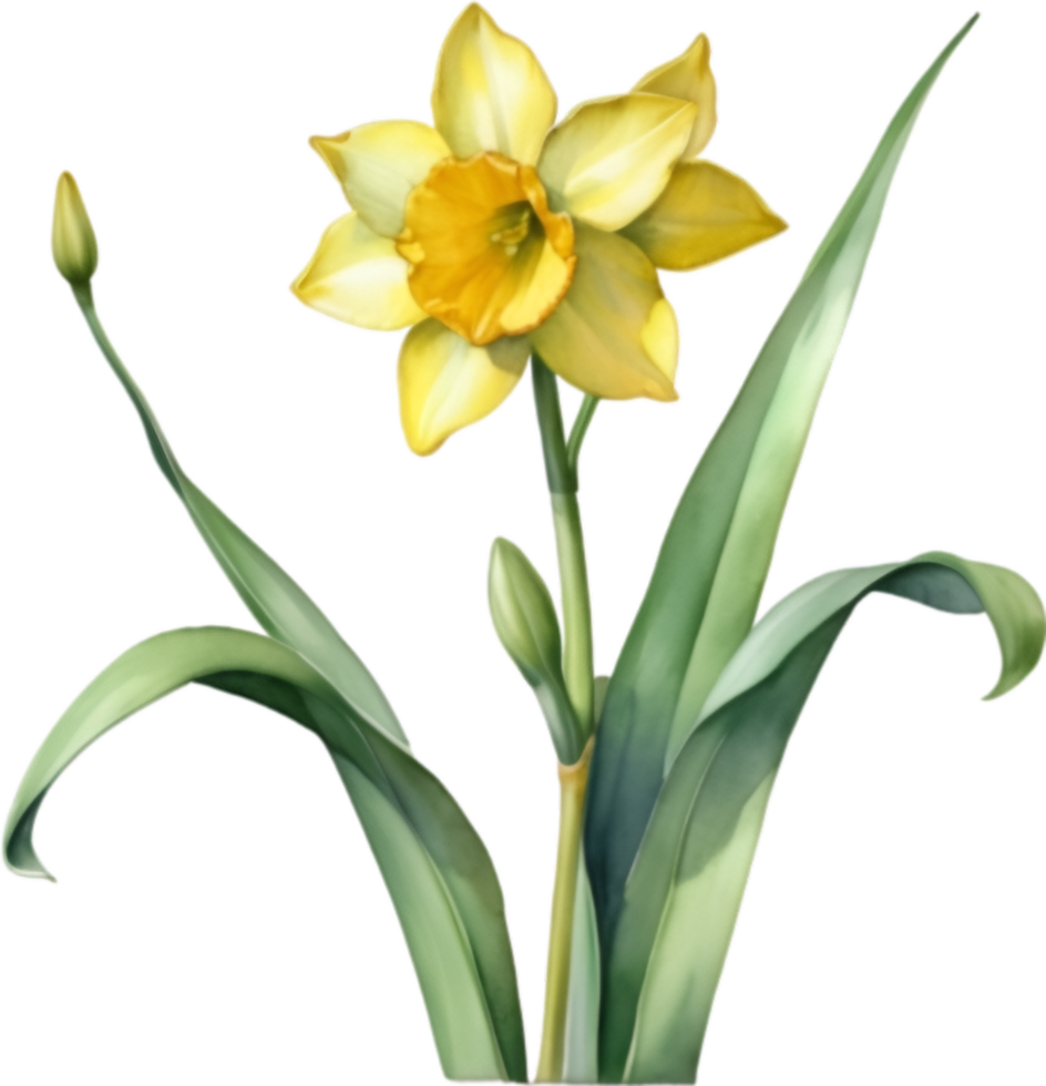 AI generated Watercolor painting of a Jonquil flower. png