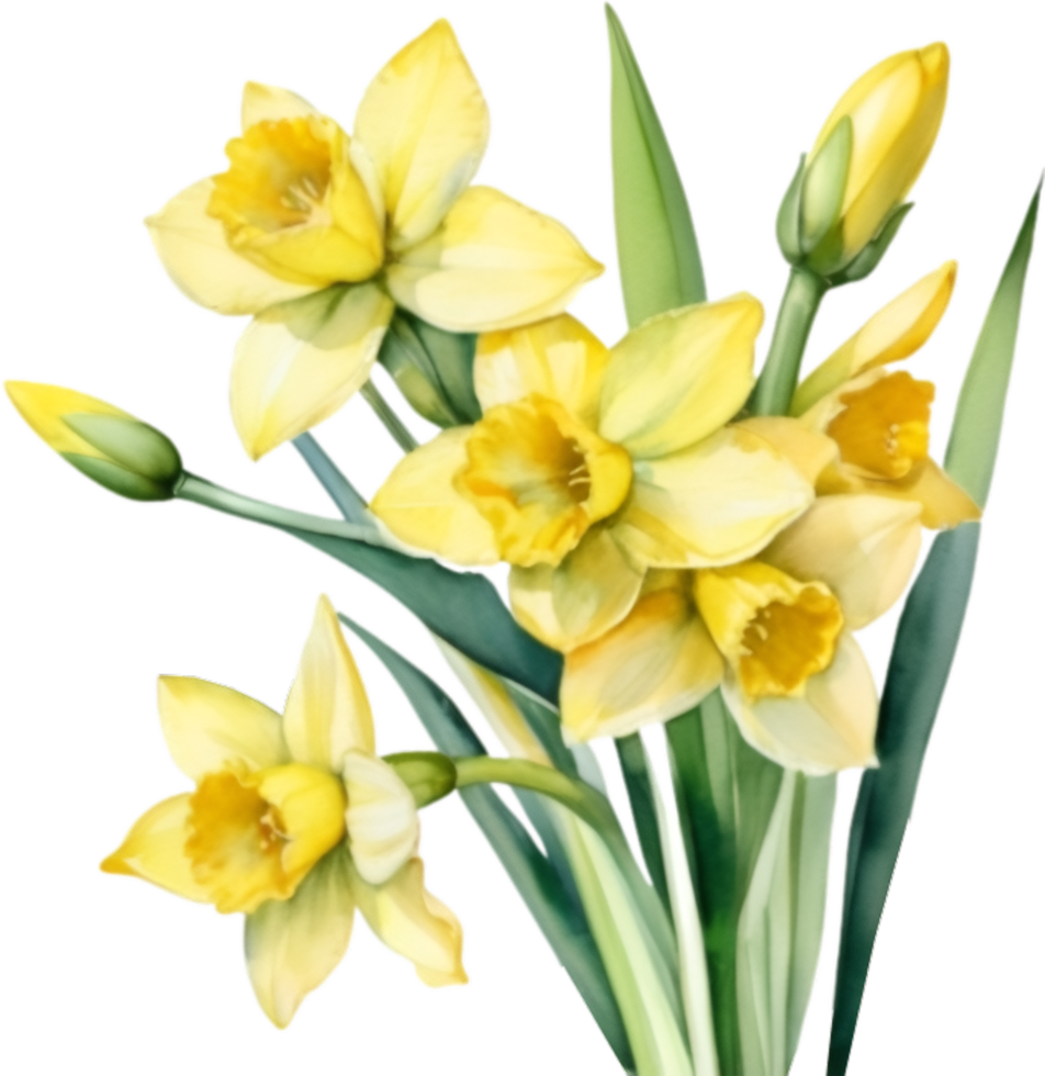 AI generated Watercolor painting of a Daffodil flower. png