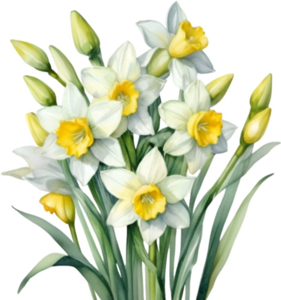 AI generated Watercolor painting of a Daffodil flower. png