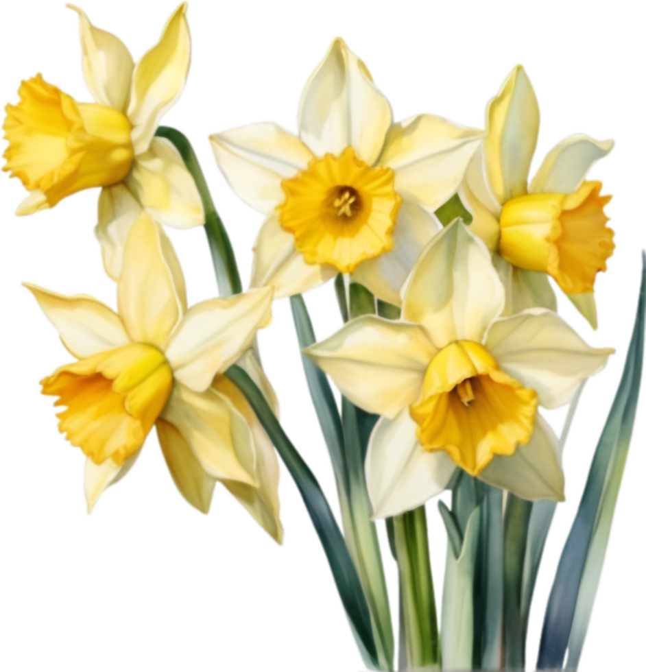 AI generated Watercolor painting of a Daffodil flower. png
