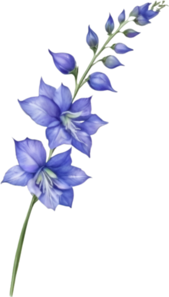 AI generated Watercolor painting of a larkspur flower. png