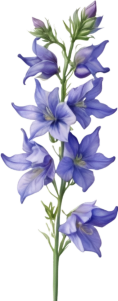 AI generated Watercolor painting of a larkspur flower. png