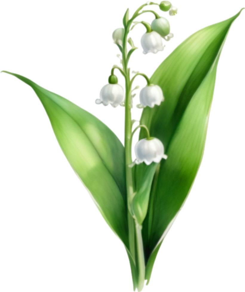AI generated Watercolor painting of a lily of the valley flower. png