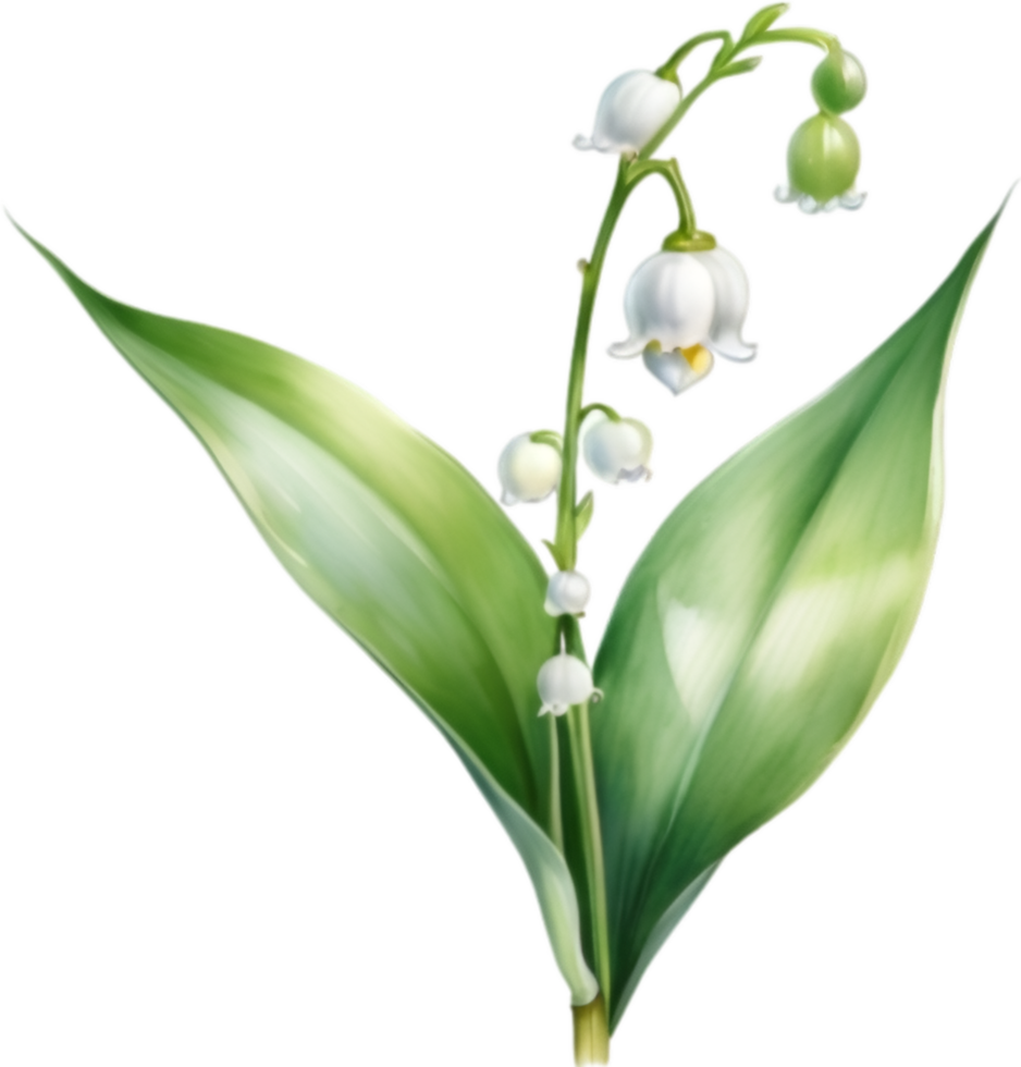AI generated Watercolor painting of a lily of the valley flower. png