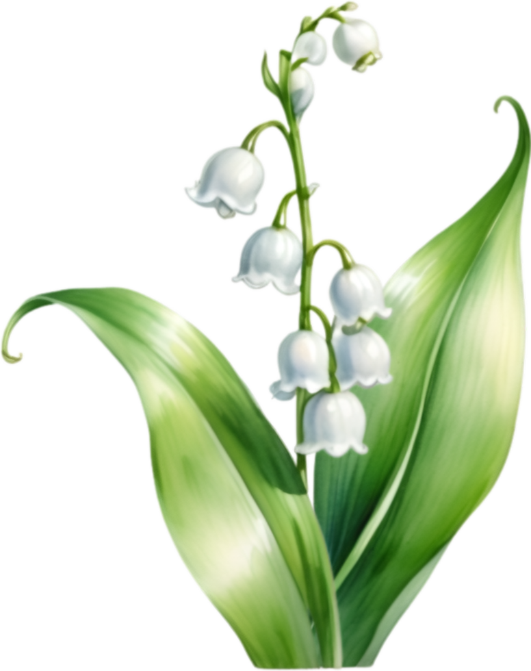 AI generated Watercolor painting of a lily of the valley flower. png