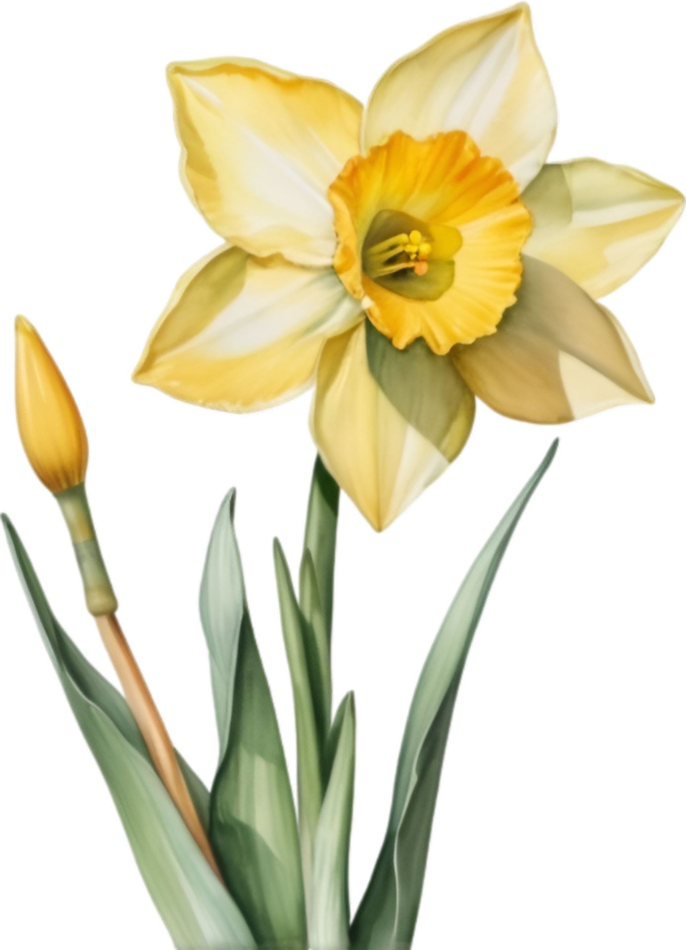 AI generated Watercolor painting of a Daffodil flower. 38508806 PNG