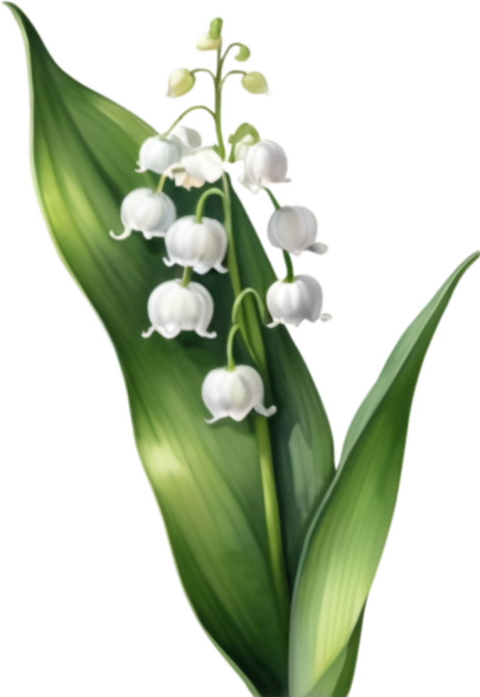 AI generated Watercolor painting of a lily of the valley flower. png