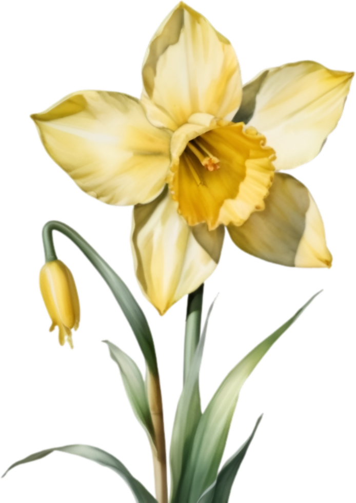 AI generated Watercolor painting of a Daffodil flower. 38508809 PNG