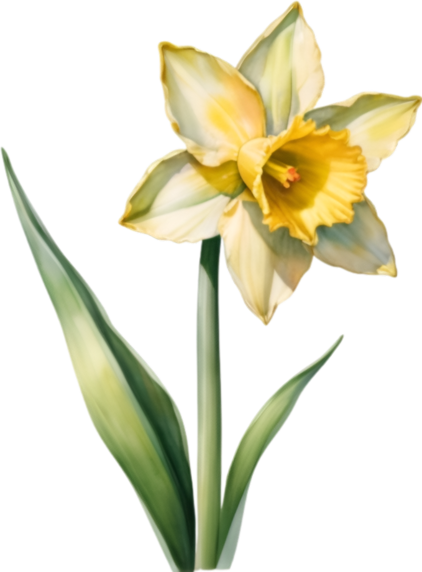 AI generated Watercolor painting of a Daffodil flower. 38508813 PNG