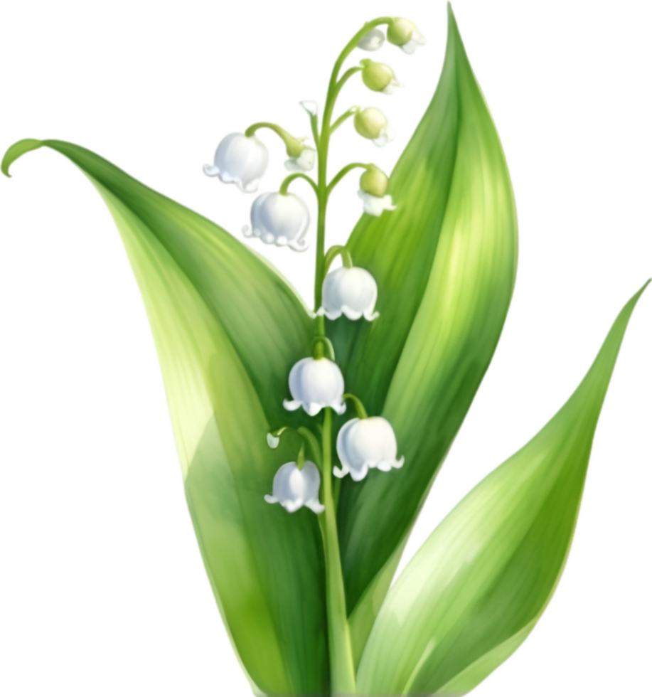 AI generated Watercolor painting of a lily of the valley flower. png