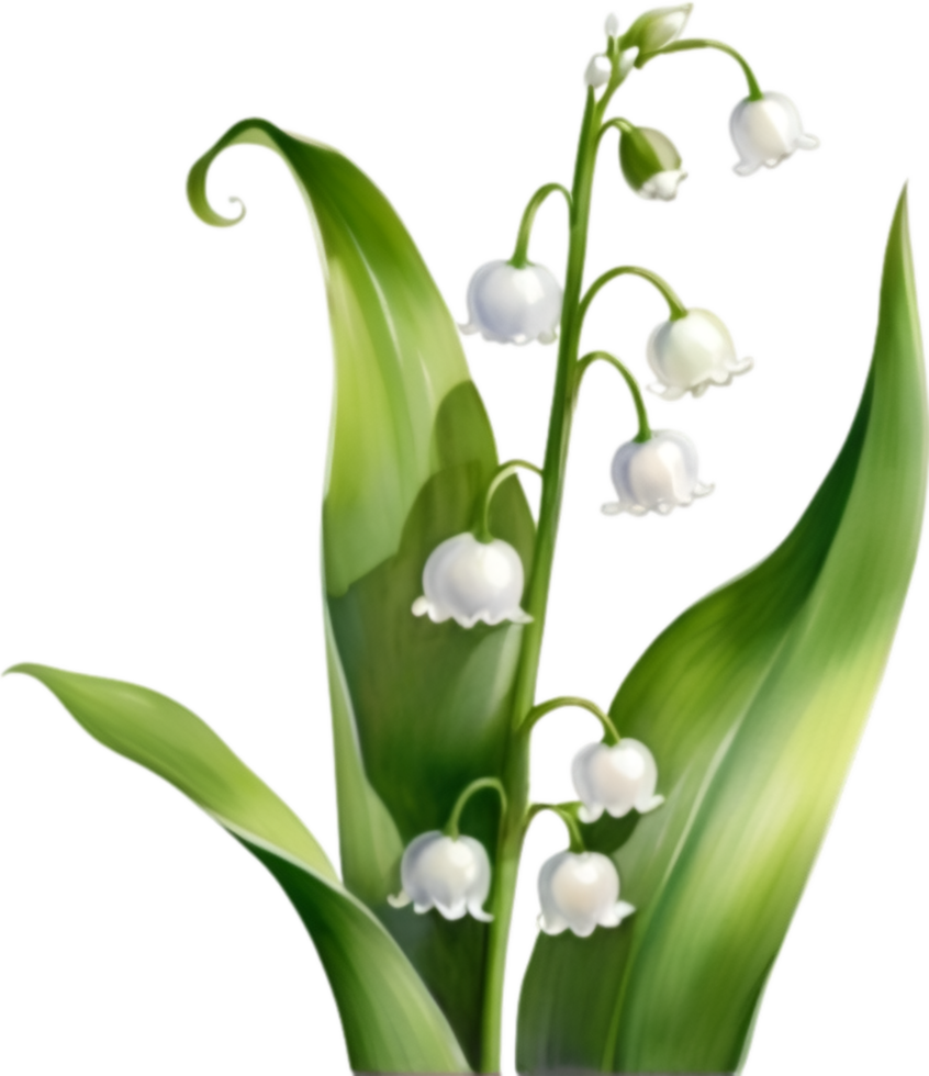AI generated Watercolor painting of a lily of the valley flower. png