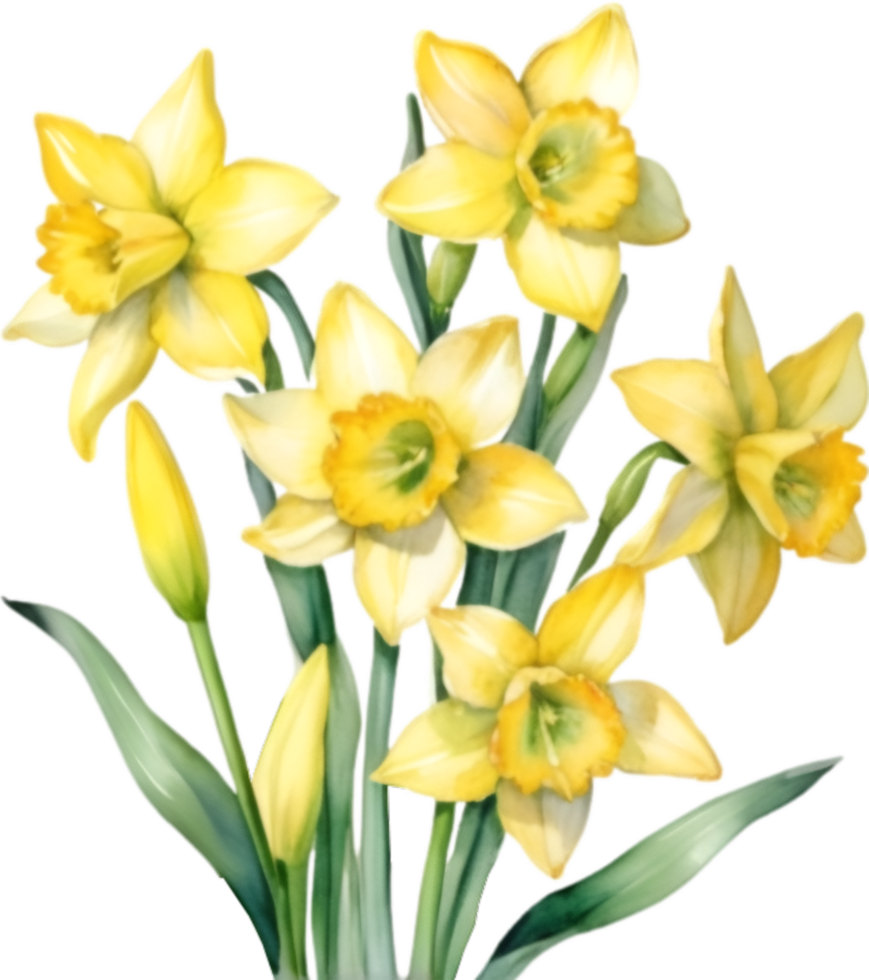 AI generated Watercolor painting of a Daffodil flower. png