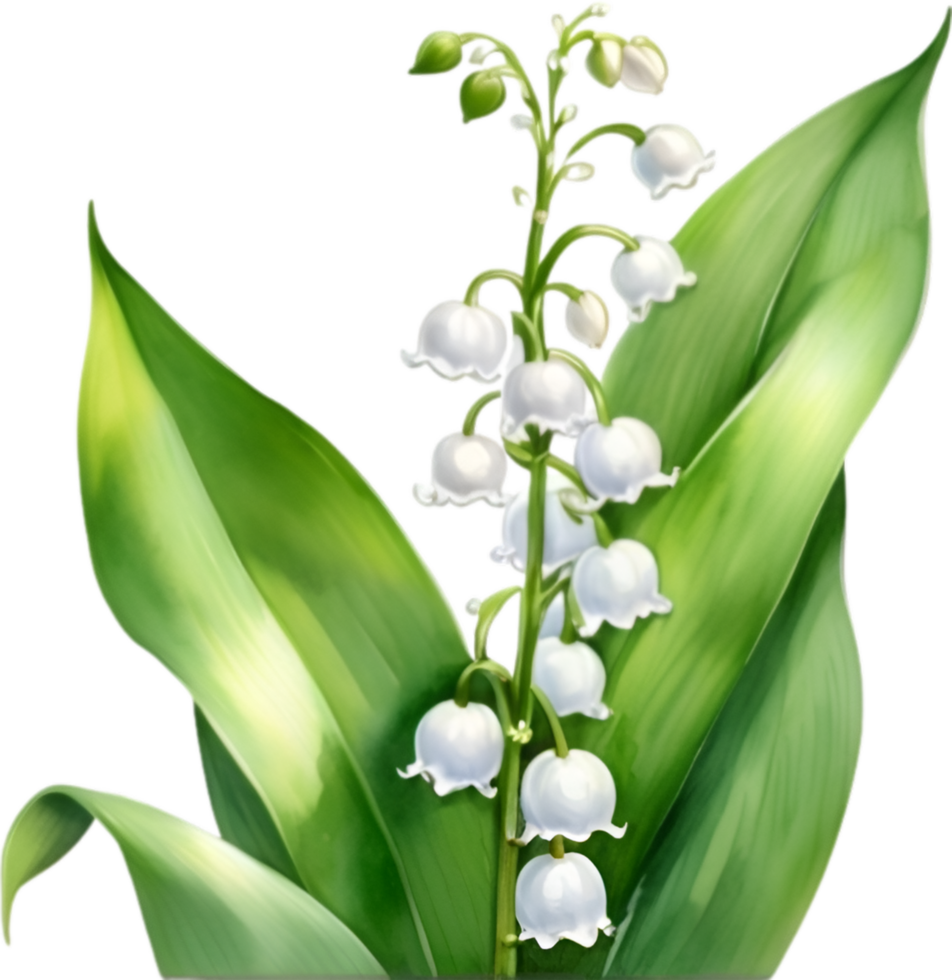 AI generated Watercolor painting of a lily of the valley flower. png