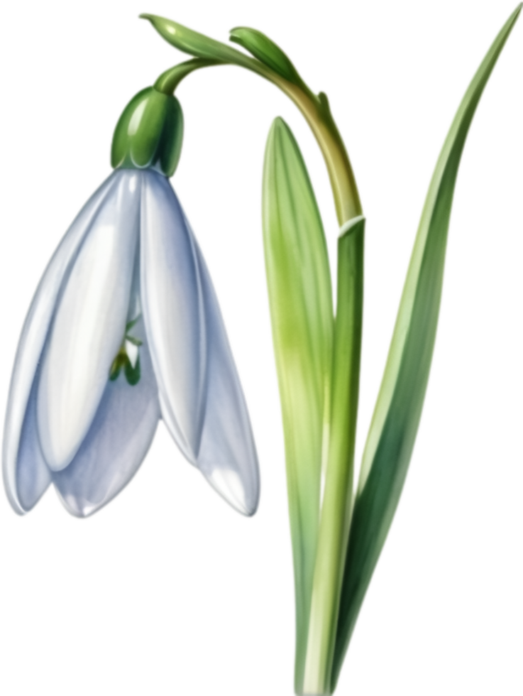 AI generated Watercolor painting of a Snowdrop flower. png