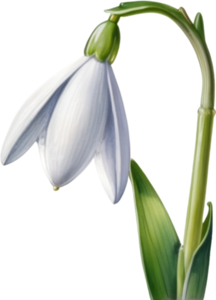 AI generated Watercolor painting of a Snowdrop flower. png
