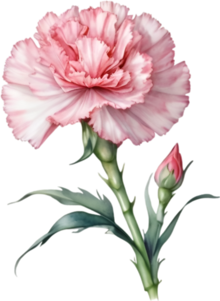 AI generated Watercolor painting of a Carnation flower. png