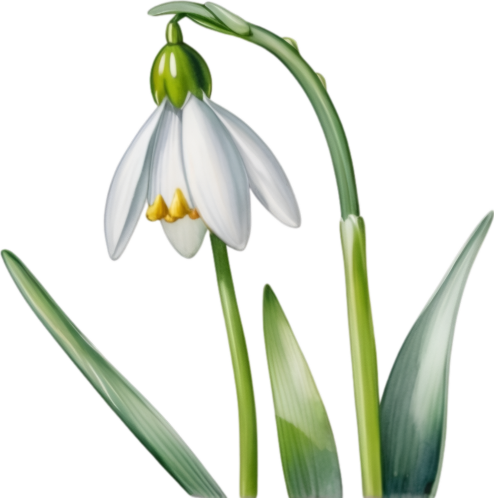 AI generated Watercolor painting of a Snowdrop flower. png
