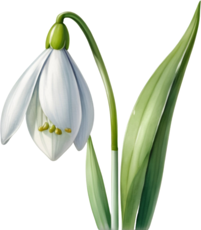 AI generated Watercolor painting of a Snowdrop flower. png