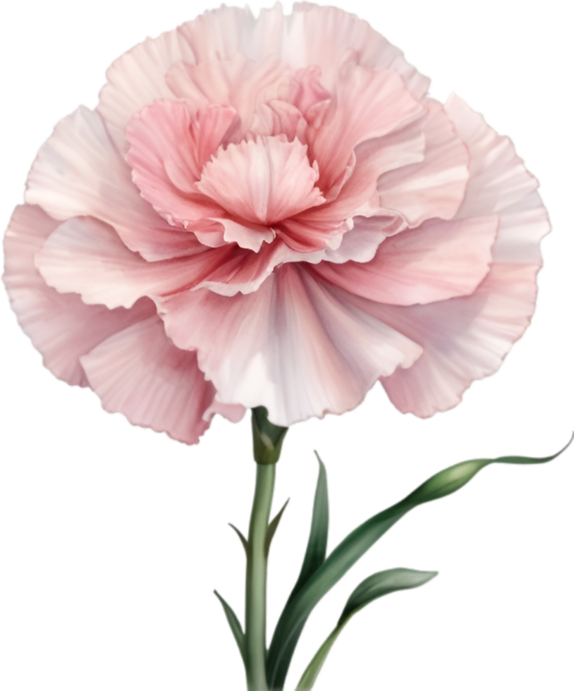 AI generated Watercolor painting of a Carnation flower. png