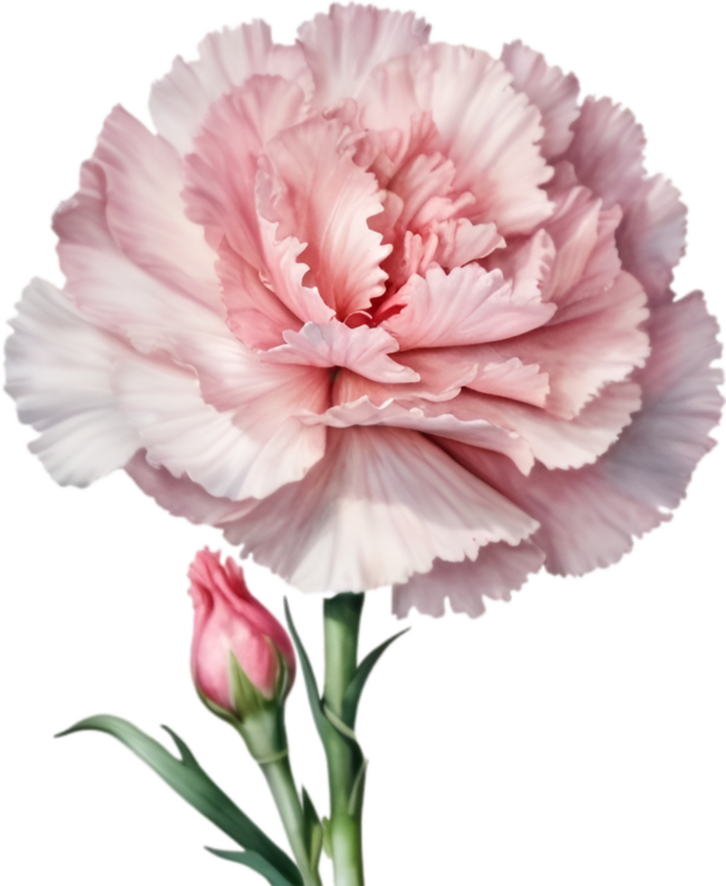 AI generated Watercolor painting of a Carnation flower. png
