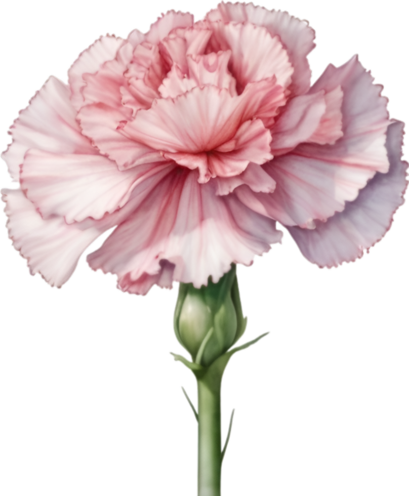 AI generated Watercolor painting of a Carnation flower. png