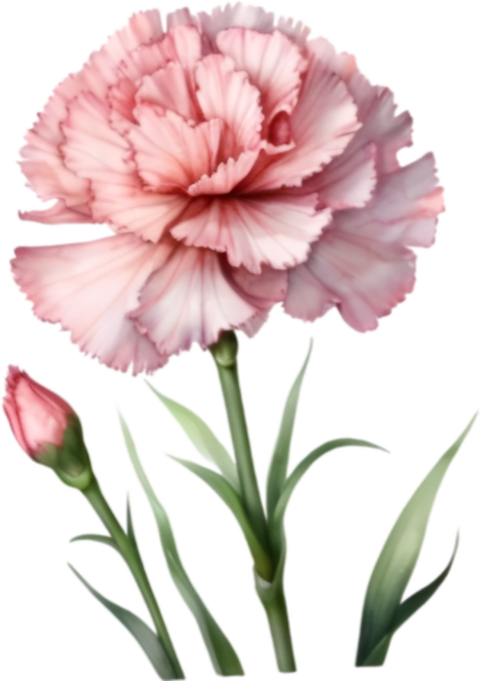 AI generated Watercolor painting of a Carnation flower. png