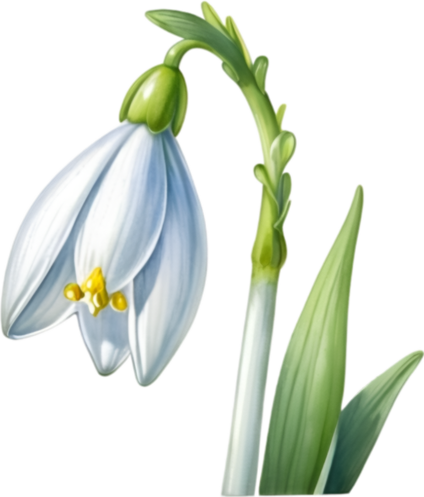 AI generated Watercolor painting of a Snowdrop flower. png