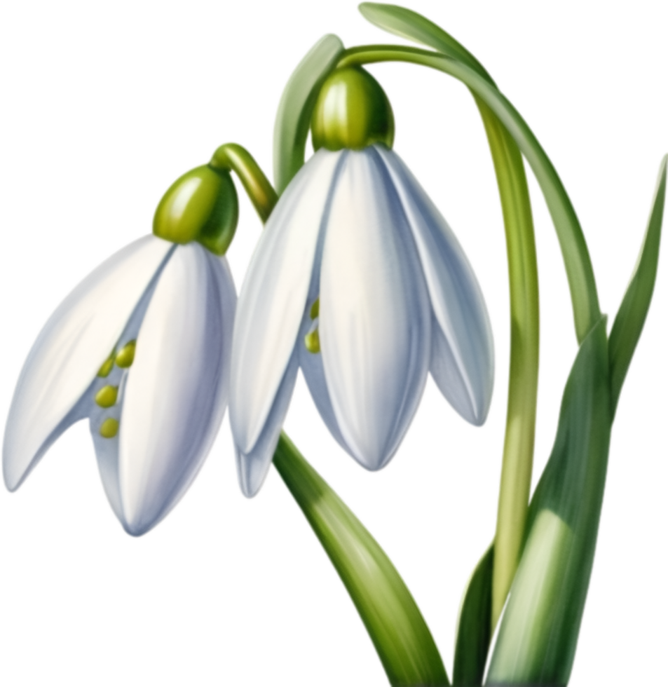 AI generated Watercolor painting of a Snowdrop flower. png
