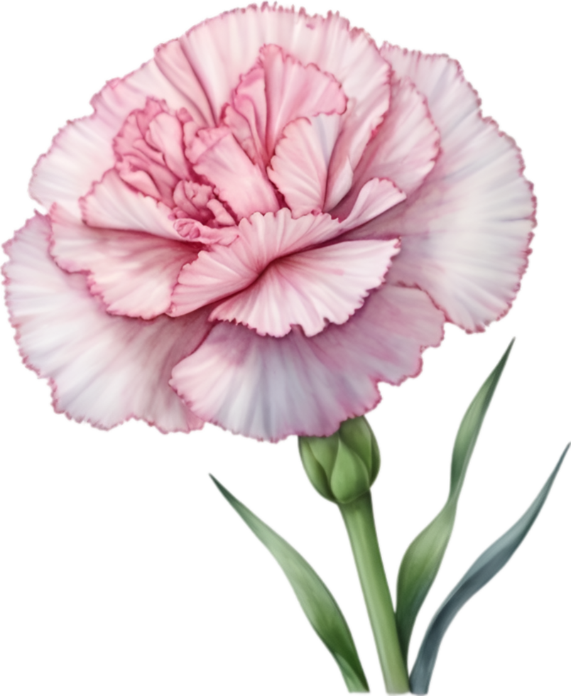 AI generated Watercolor painting of a Carnation flower. png
