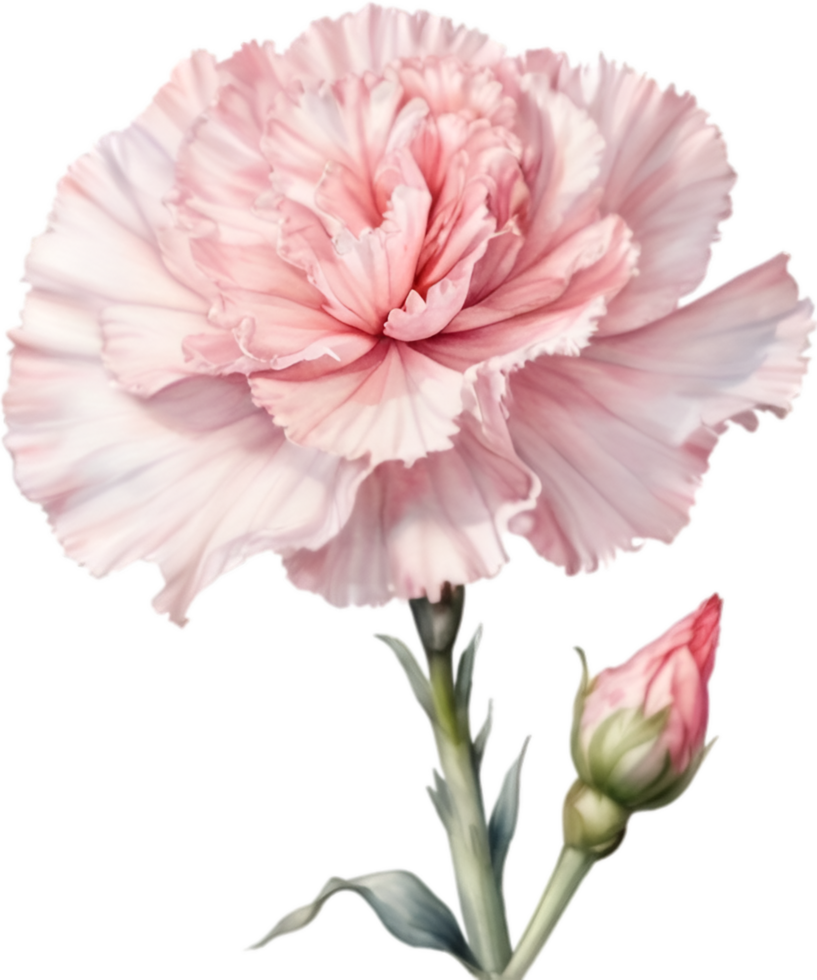 AI generated Watercolor painting of a Carnation flower. png