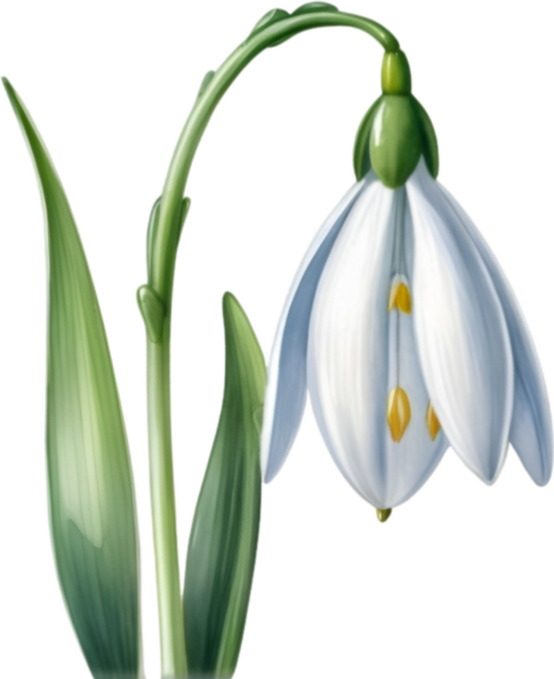 AI generated Watercolor painting of a Snowdrop flower. png