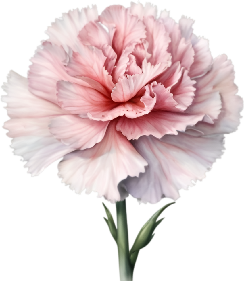 AI generated Watercolor painting of a Carnation flower. png