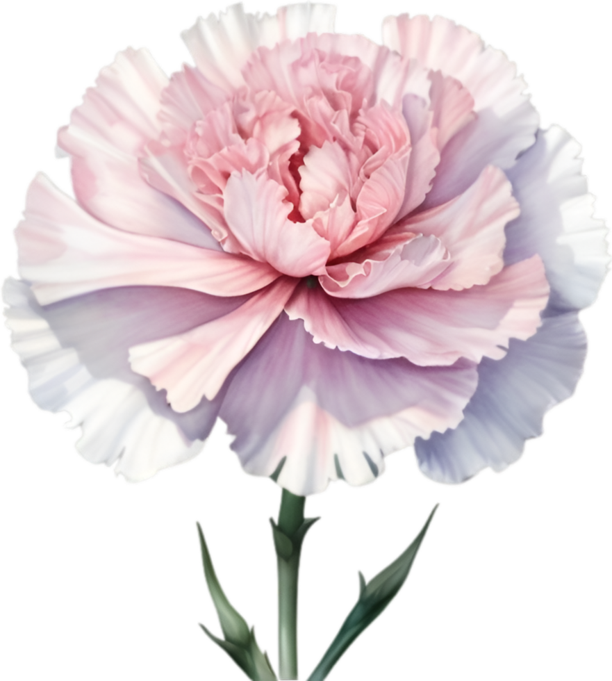 AI generated Watercolor painting of a Carnation flower. png