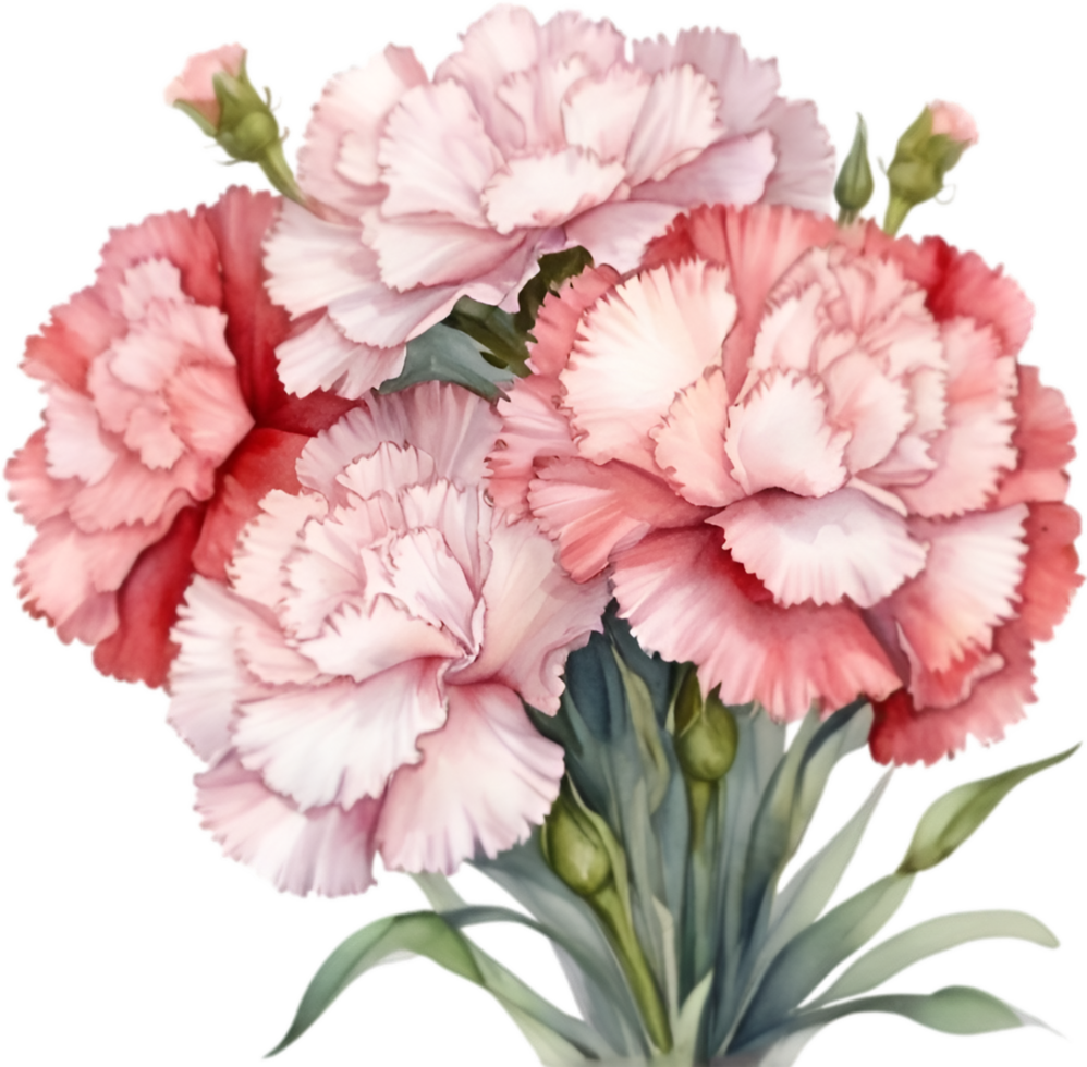 AI generated Watercolor painting of a Carnation flower. png