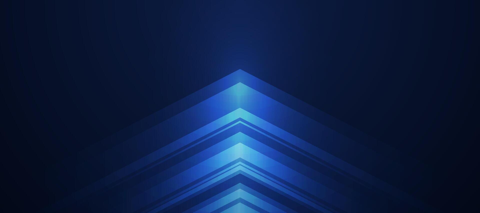 Dark blue glowing arrow light background. Future digital growth technology vector