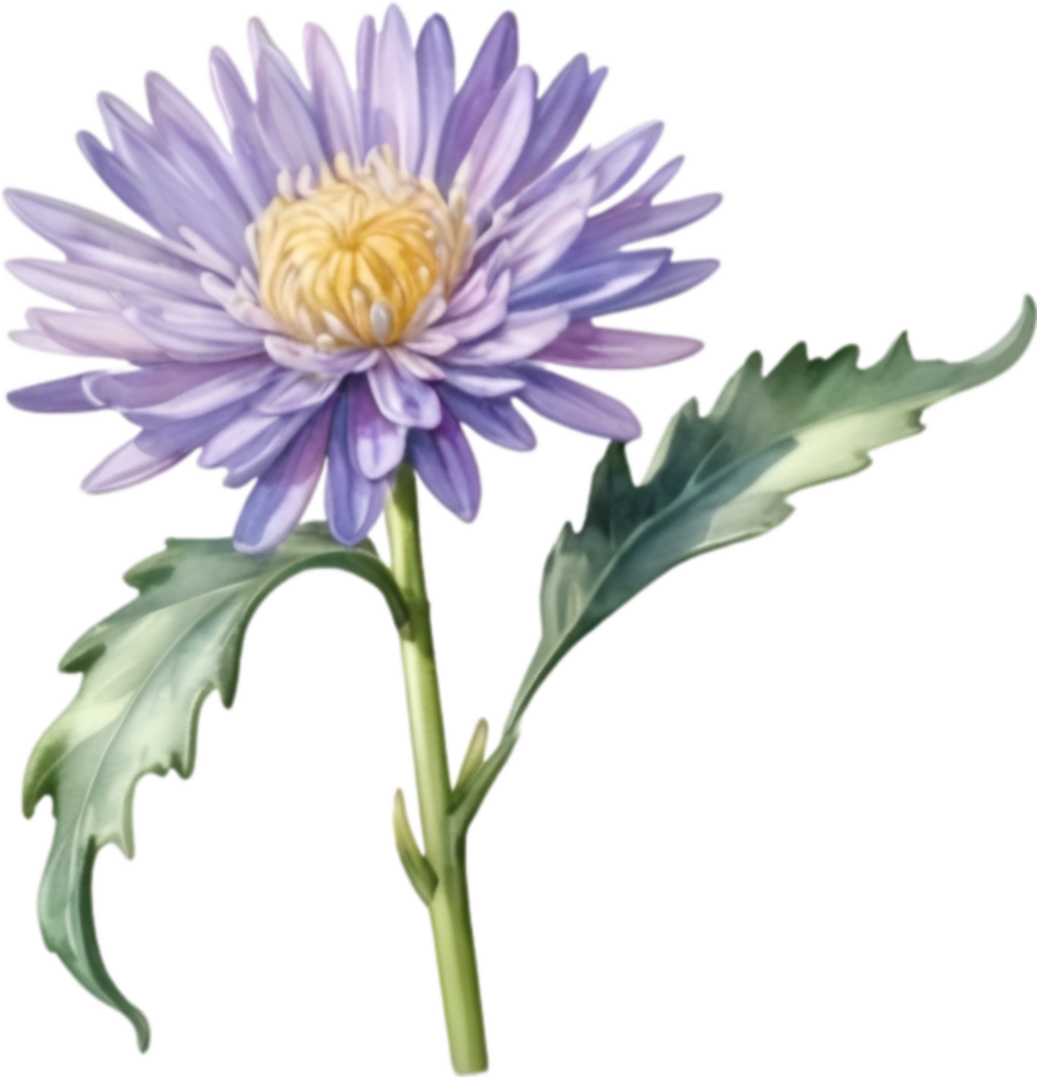 AI generated Watercolor painting of an aster flower. png