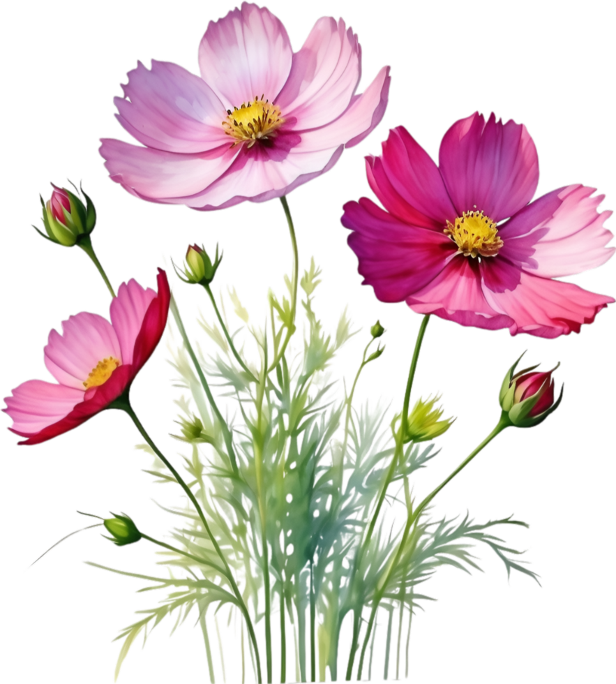 AI generated Watercolor painting of a Cosmos flower. png