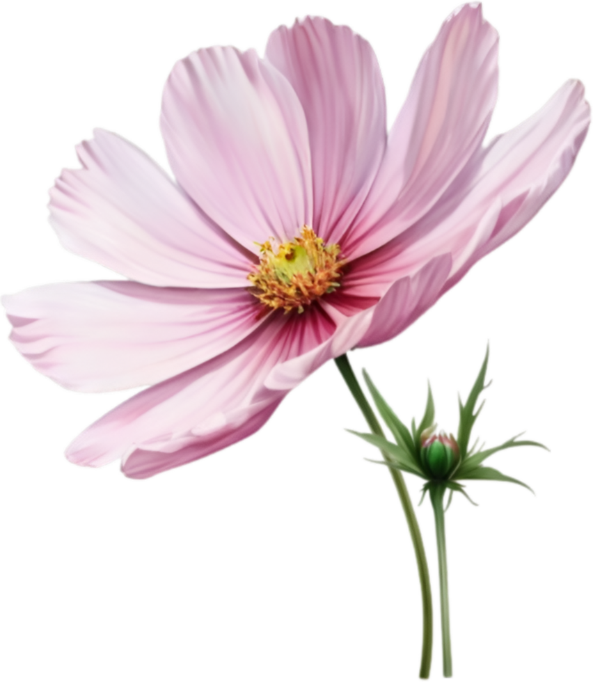 AI generated Watercolor painting of a Cosmos flower. png