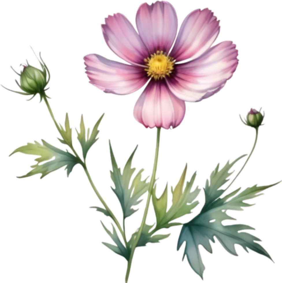 AI generated Watercolor painting of a Cosmos flower. png